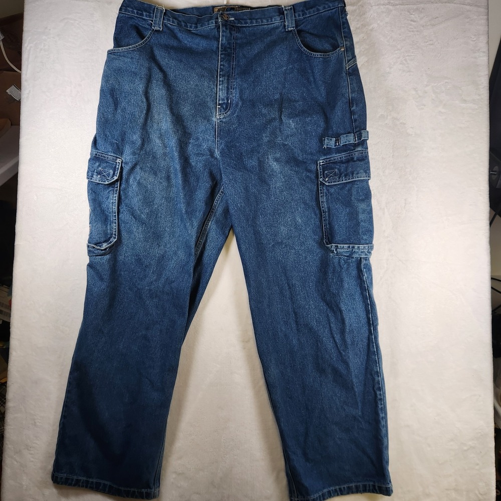 Vtg Y2K 48 Jeans 48x34 Baggy Carpenter Denim Pants Wide Leg Cargo Pockets